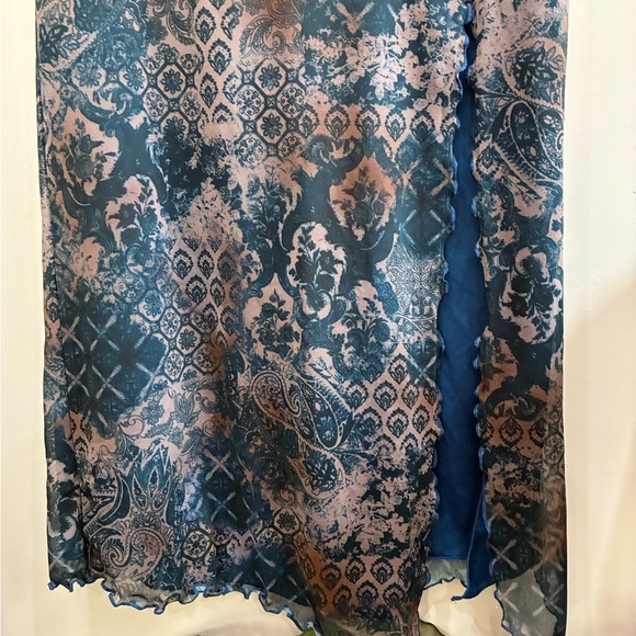 Urban Outfitters Teal and Brown Strapless Dress - Picture 2 of 4